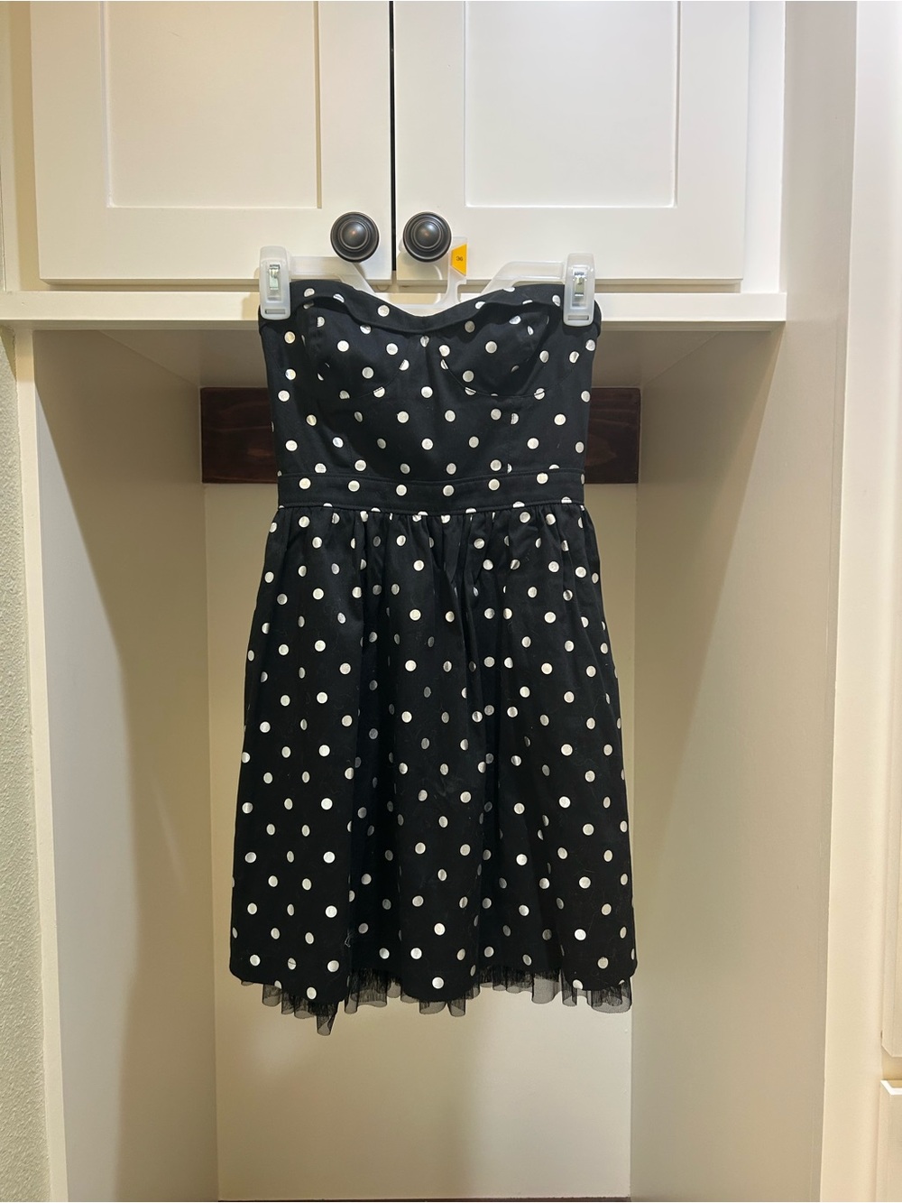 Black Poppy Black and Solver Polka Dot Mini Dress- with pockets!